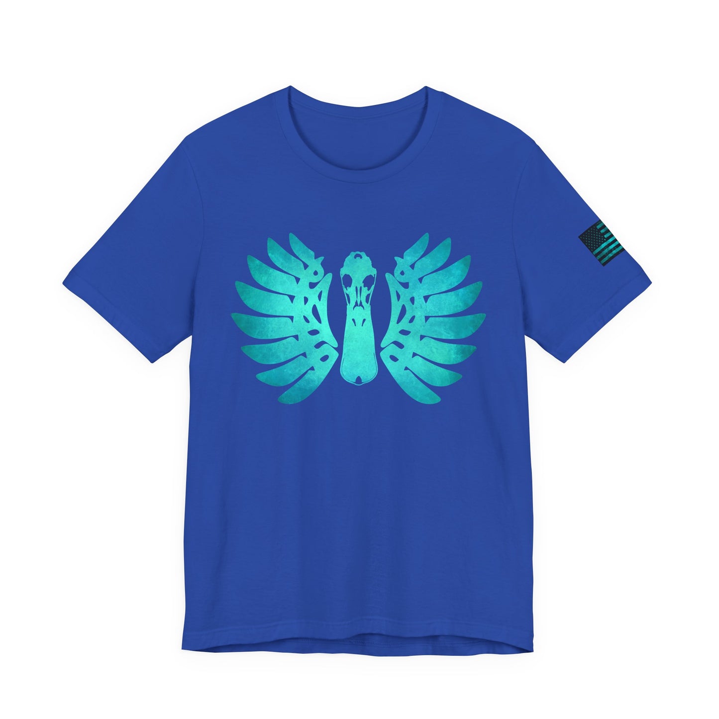 Duck Skull Wings T-Shirt – Ice Blue Bone-Wing Design, 100% Airlume Cotton Hunting Tee, Breathable & Durable Outdoor Shirt