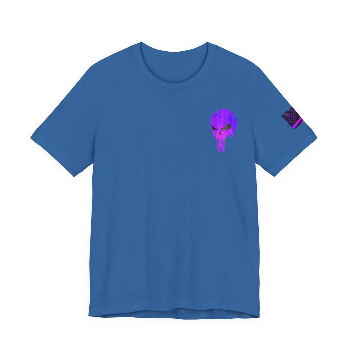 Purple Grunge Punisher Skull – Neon Grunge Vigilante Graphic for Shirts, Decals & Prints