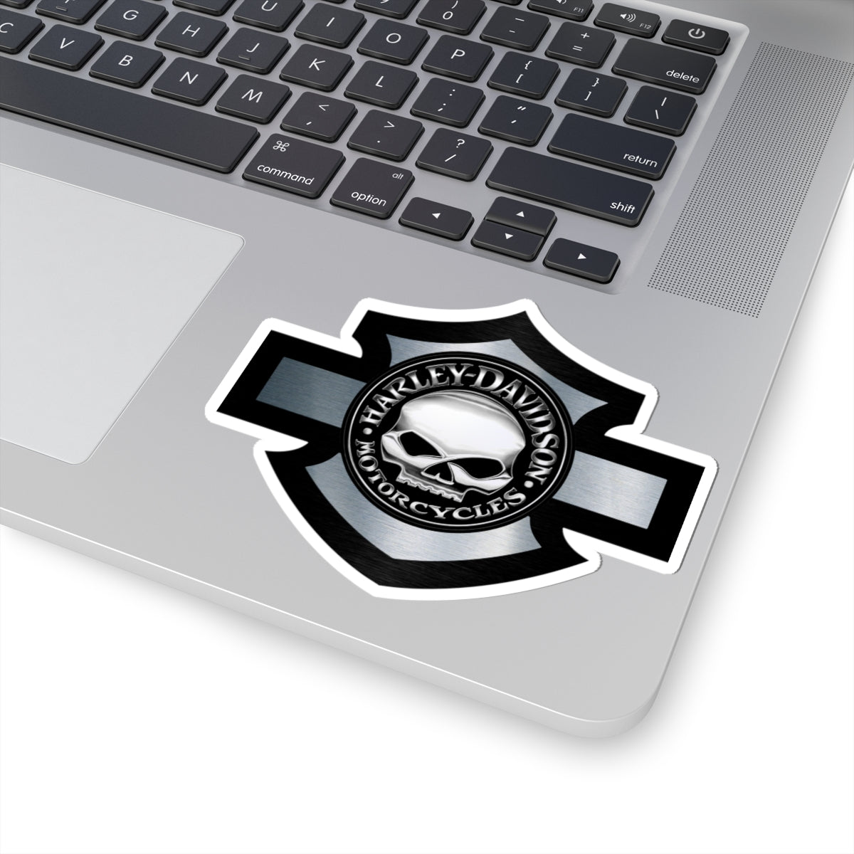 Chrome Skull HD Shield Sticker | Polished Steel Biker Emblem Decal for Helmets, Toolboxes & Garage Gear, ArtKiss-Cut Stickers