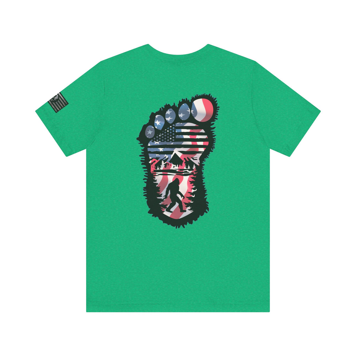 Bigfoot American Flag Adventure-Ready Unisex Tee, Perfect for Campouts, Gifts, Outdoor Wear
