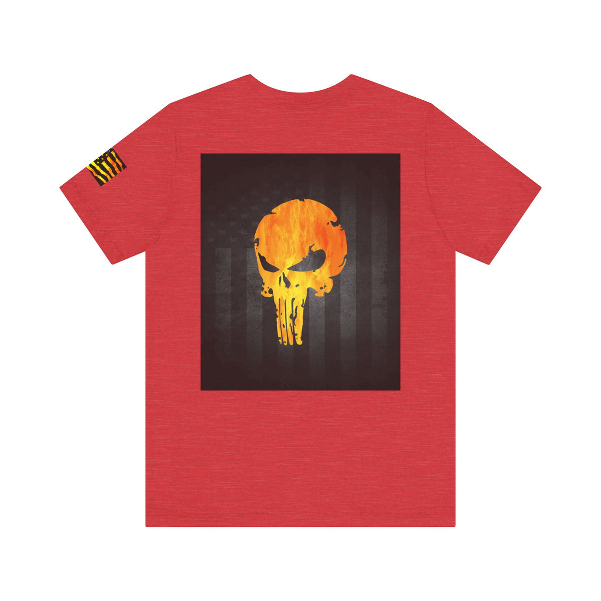 Orange Grunge Punisher Skull – Neon Grunge Vigilante Graphic for Shirts, Decals & Prints