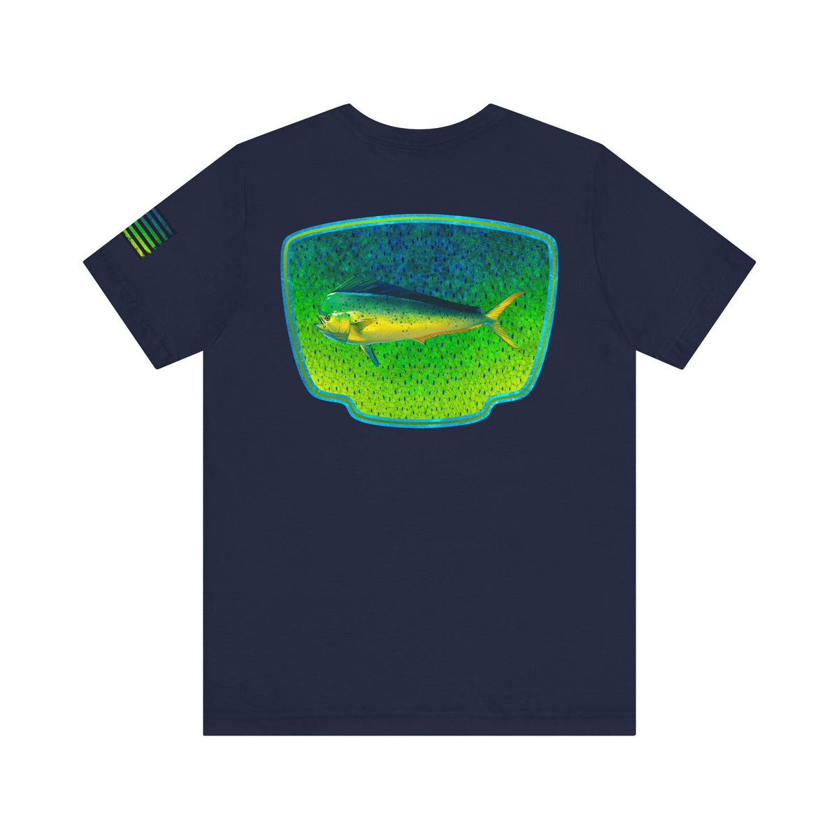 Bright Mahi Mahi Fish Skin Badge Tee – Bold Saltwater Fishing Shirt for Ocean Lovers