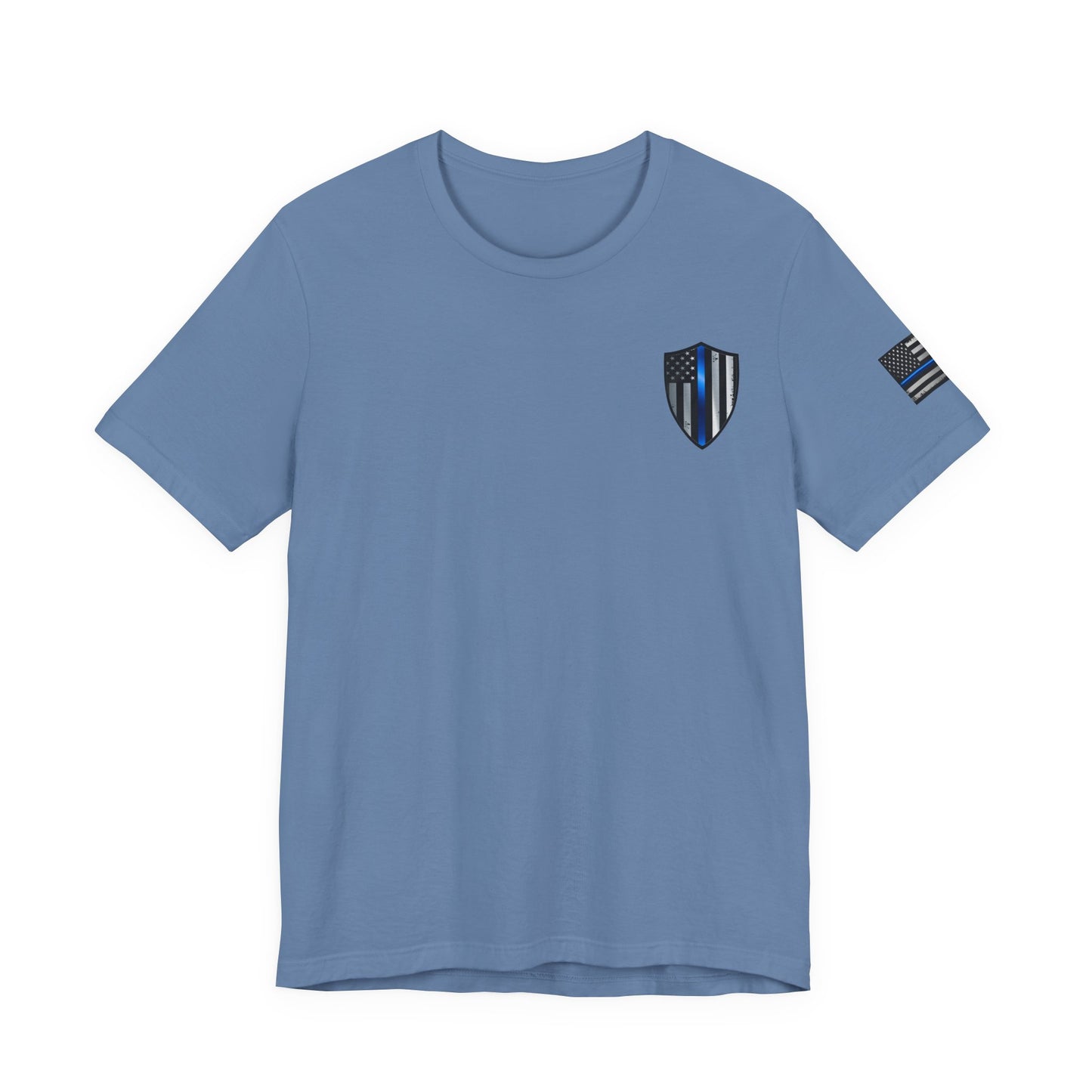 Grunge Stone Spartan Thin Blue Line American Flag T-Shirt – Honor & Valor Police Tribute Tee