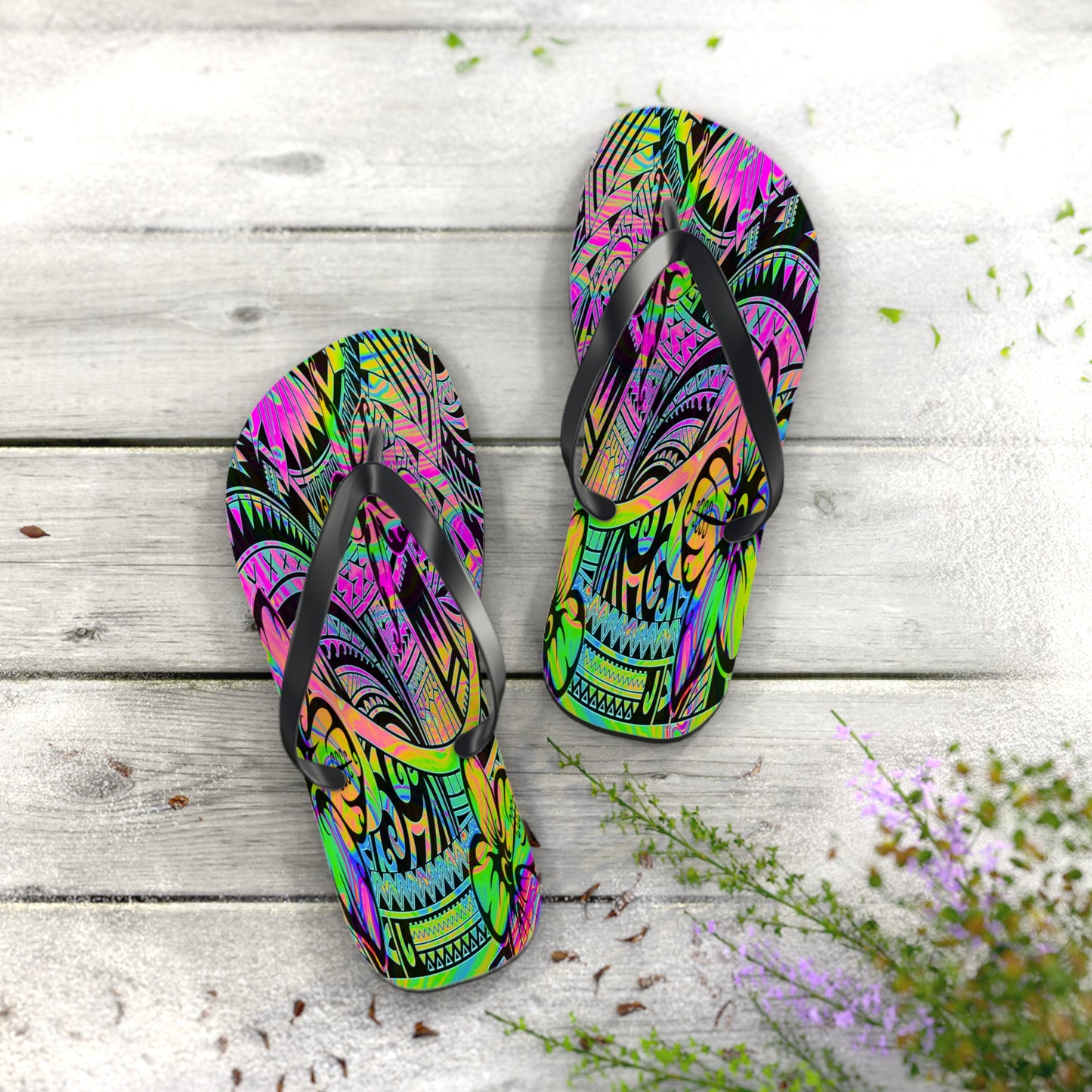 Polynesian Flip Flops | Vibrant Beach Footwear | Summer Sandals | Bohemian Style | Gift for Travelers, Festivals