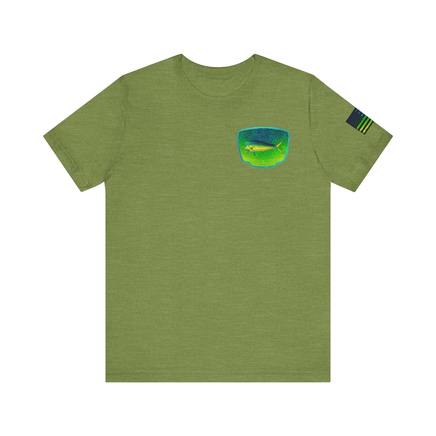 Bright Mahi Mahi Fish Skin Badge Tee – Bold Saltwater Fishing Shirt for Ocean Lovers