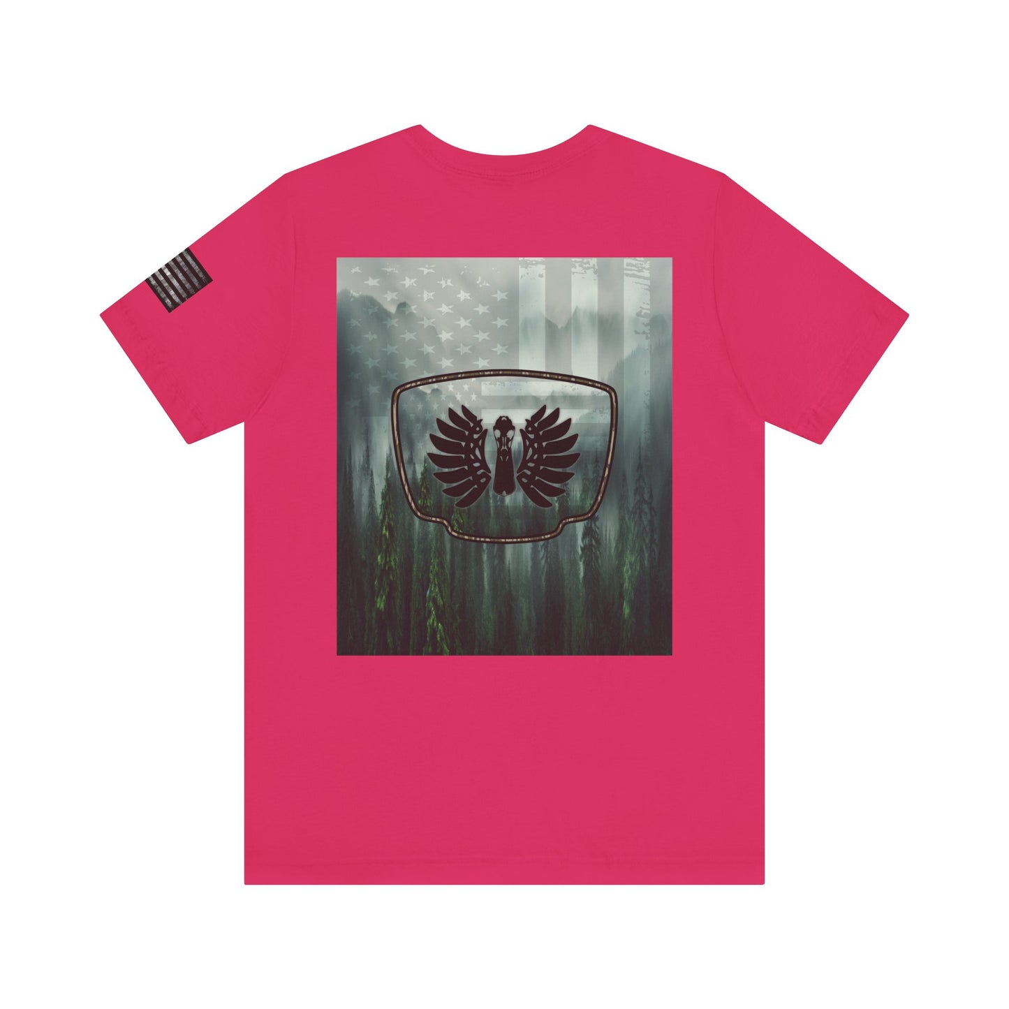 The Forest Duck Hunt Badge T-Shirt – Mossy Camo Print, Crossed Guns & Duck Skull Graphic