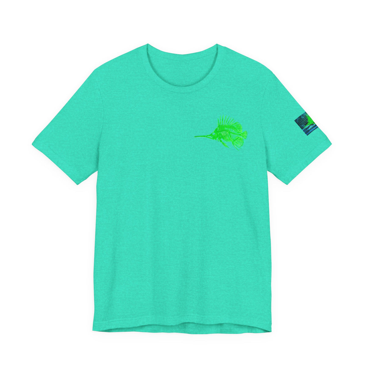 Green Fish Grunge American Flag Tee, Patriotic USA Shirt, Vintage American Flag