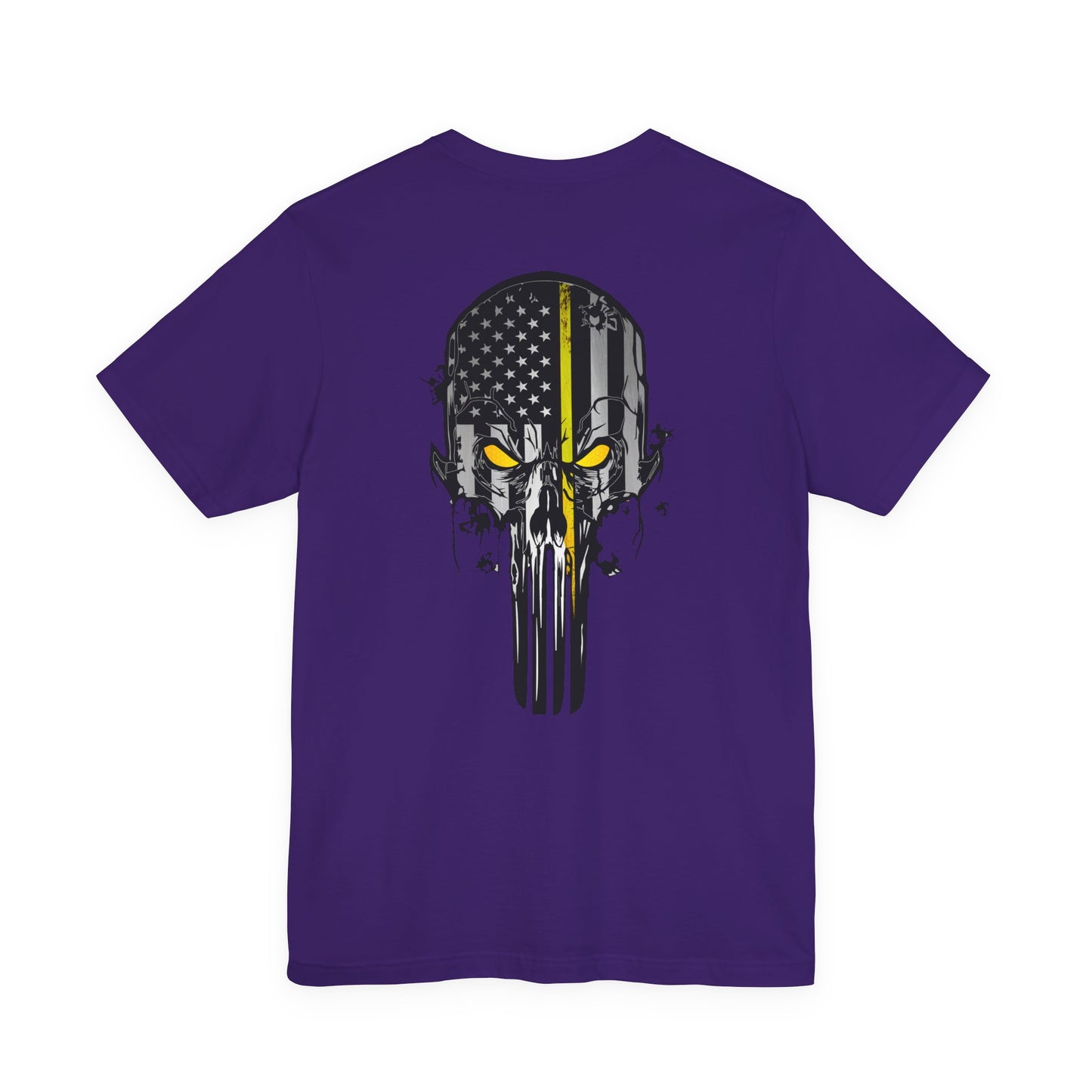 Thin Yellow Line American Flag Skull Tee