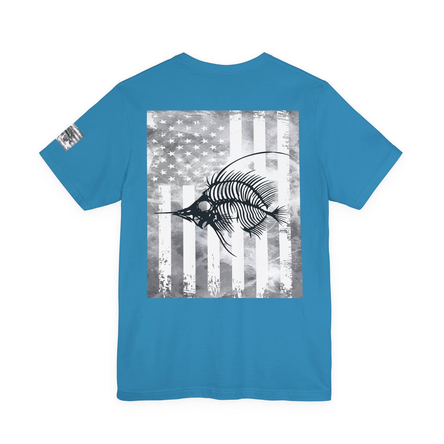 SwordFish Skeleton Grunge American Flag Tee, Patriotic USA Shirt, Vintage American Flag