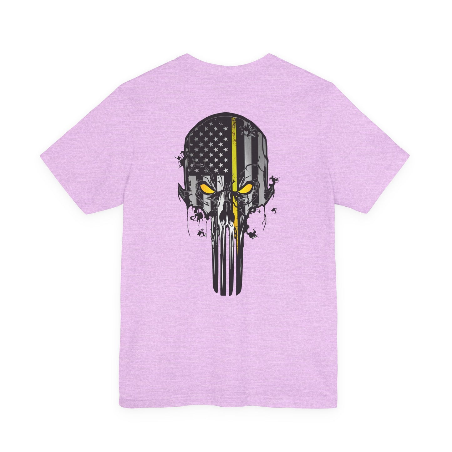 Thin Yellow Line American Flag Skull Tee