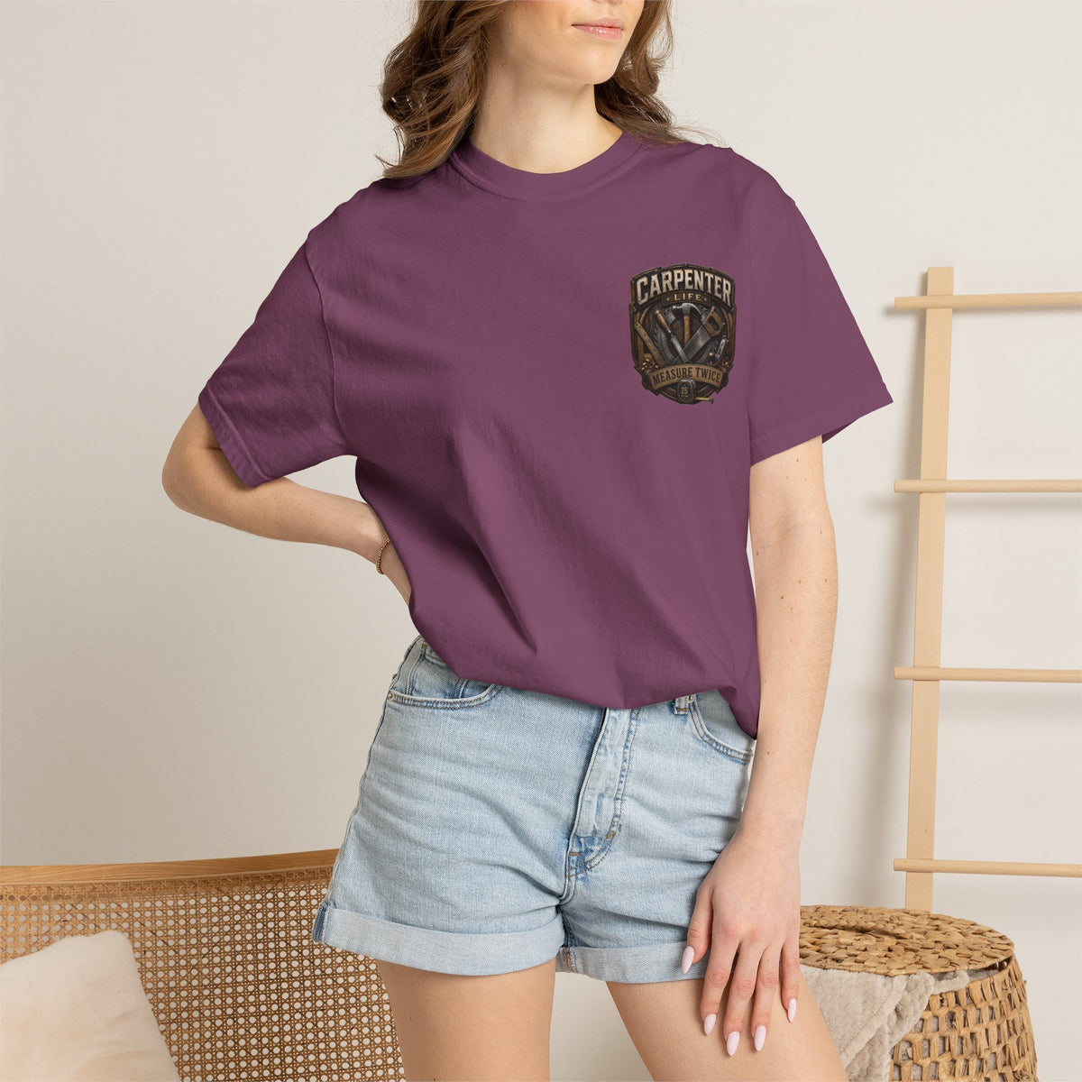 Carpenter Life T-Shirt – 'Measure Twice' Vintage Tool Emblem