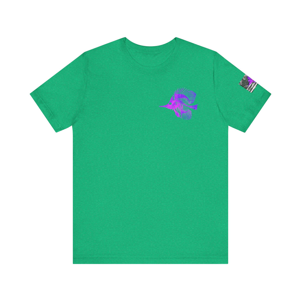 Purple Fish Angler Grunge American Flag Tee, Patriotic USA Shirt, Vintage American Flag