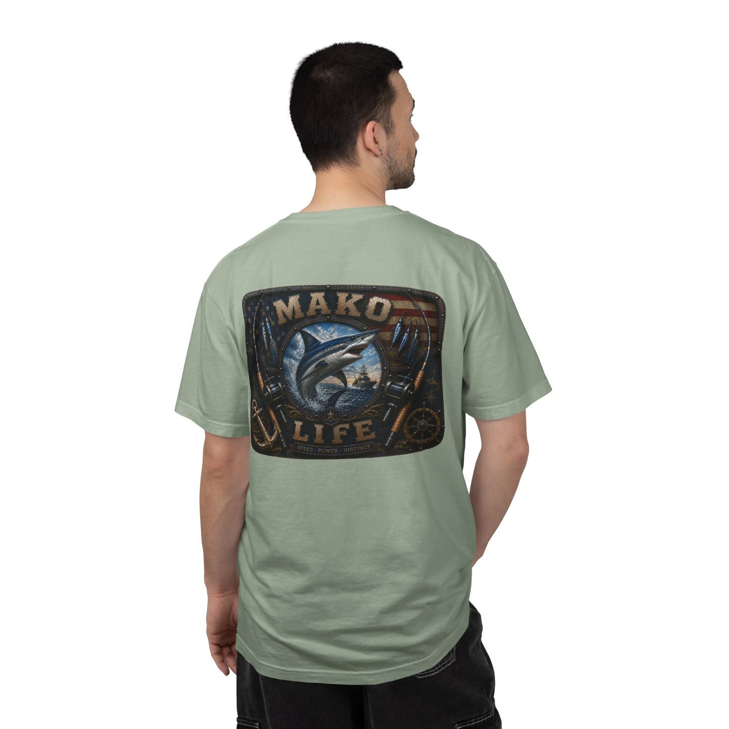 Mako Life T-Shirt — Vintage Marlin & Anchor Fishing Tee