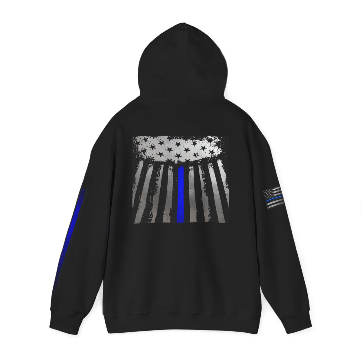 Spartan Thin Blue Line Flag Hoodie – Warrior Helmet Patriotic Sweatshirt for Police Supporters