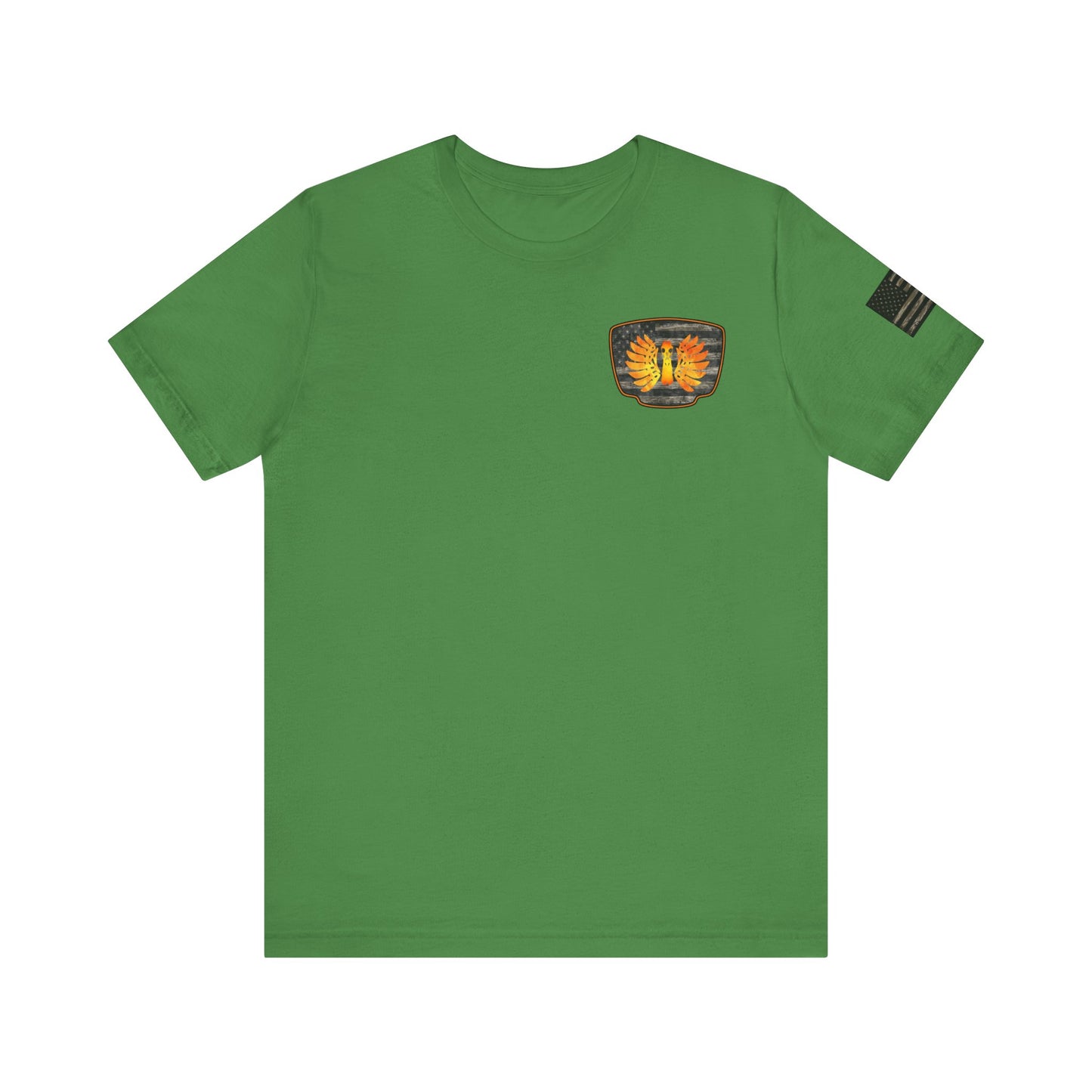 Duck Hunt Badge T-Shirt – Mossy Camo Print, Crossed Guns & Duck Skull Graphic