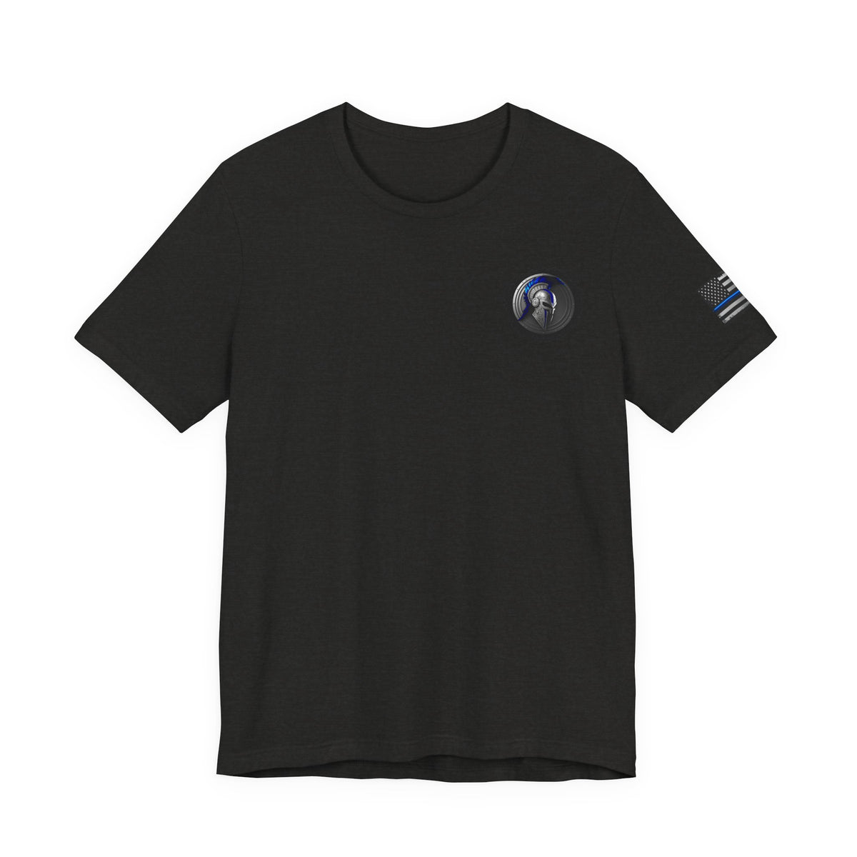 Spartan Helmet Flag Shirt – Thin Blue Line American Patriotic Tee for Law Enforcement Support