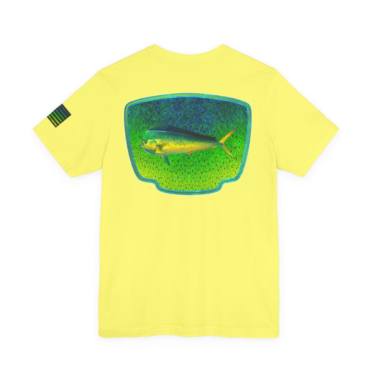 Bright Mahi Mahi Fish Skin Badge Tee – Bold Saltwater Fishing Shirt for Ocean Lovers
