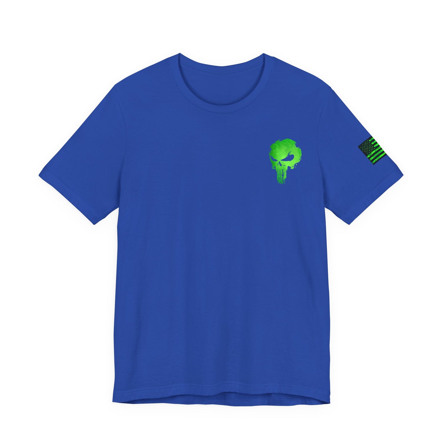 Green Punisher Skull with Hex Camo – Tactical Military Style Grunge Tee