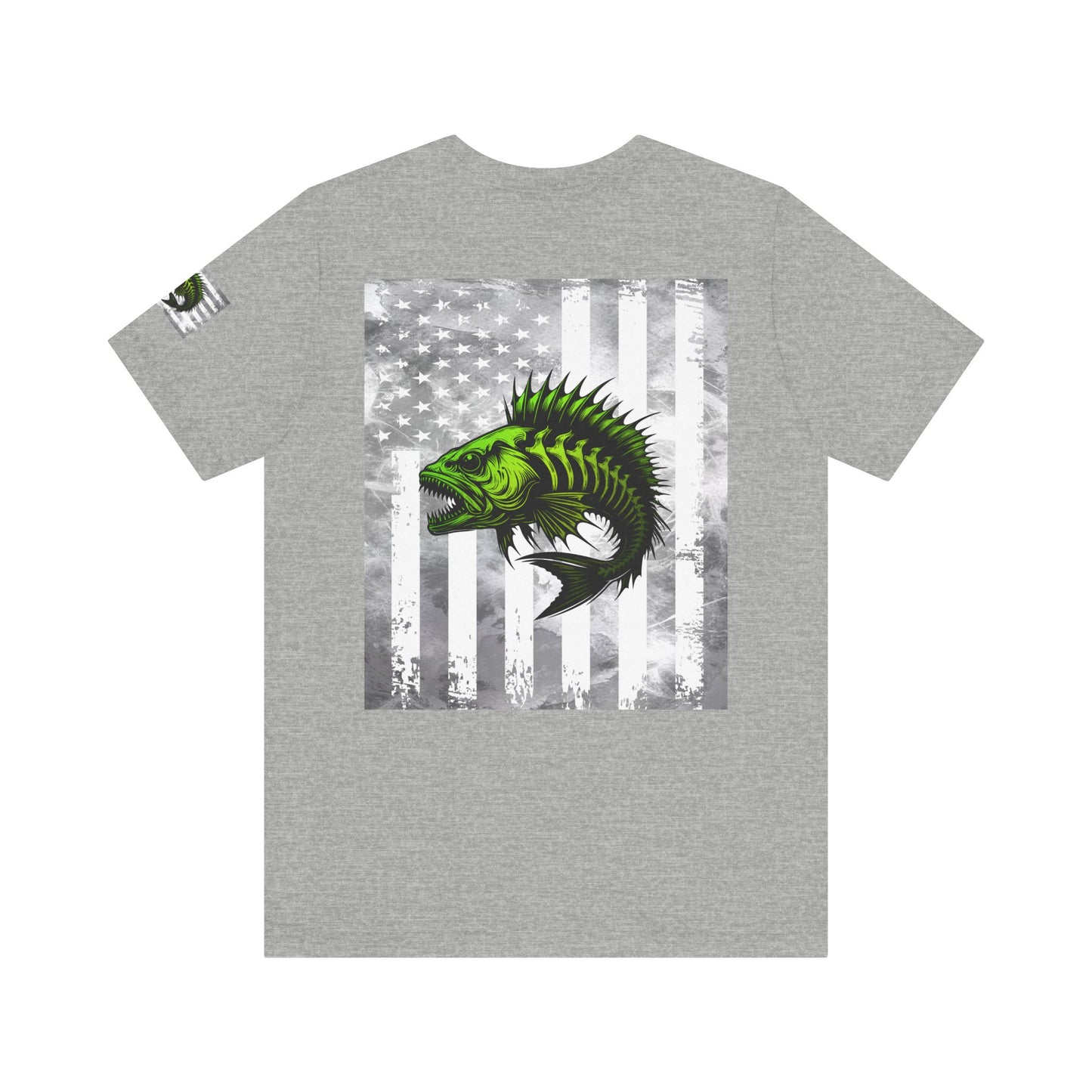 Angler Grunge American Flag Tee, Patriotic USA Shirt, Vintage American Flag