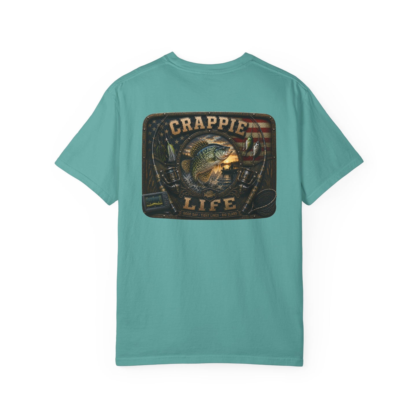 Crappie Life T-Shirt — Retro American Flag Crappie Fishing Tee