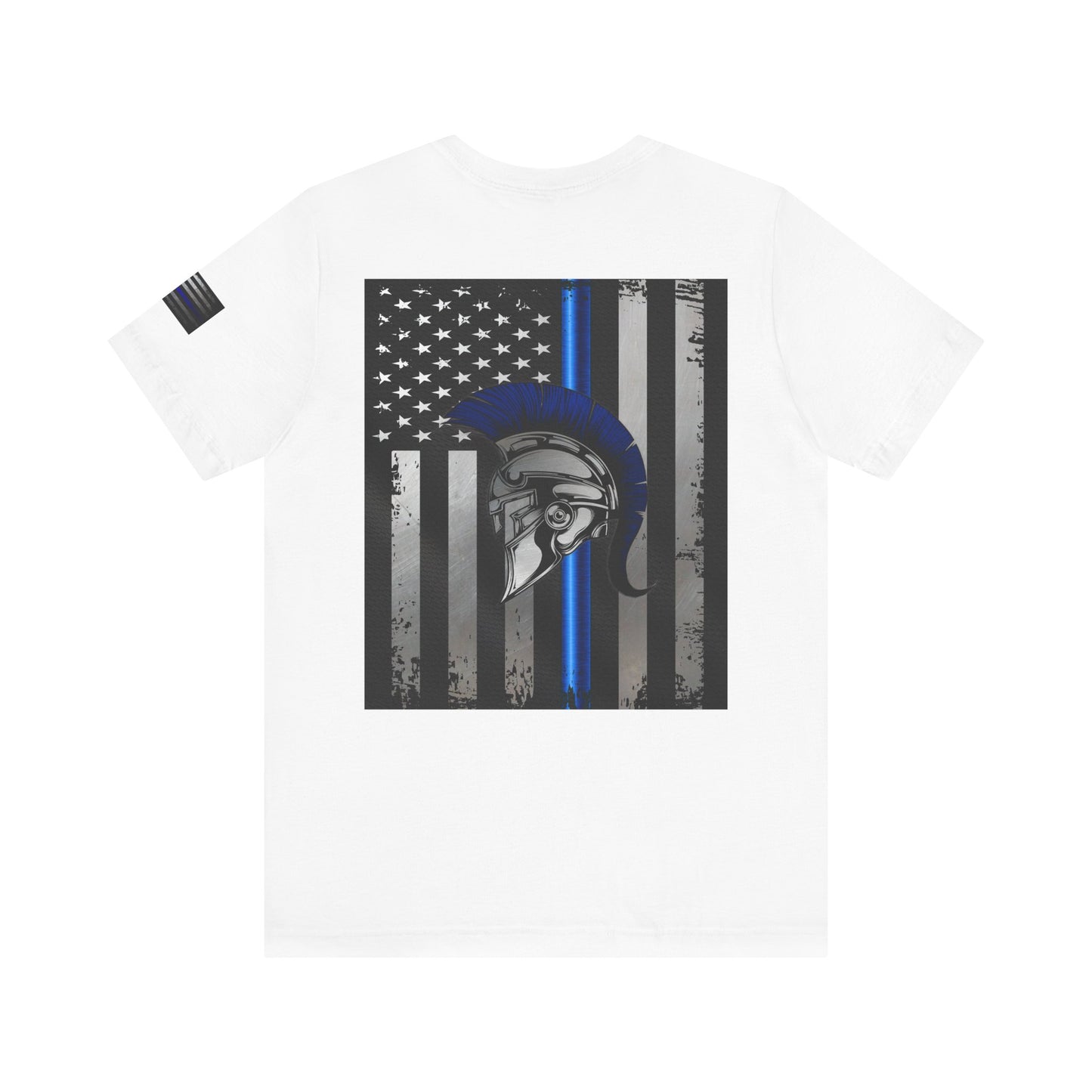 Spartan Thin Blue Line American Flag T-Shirt – Honor & Valor Police Tribute Tee