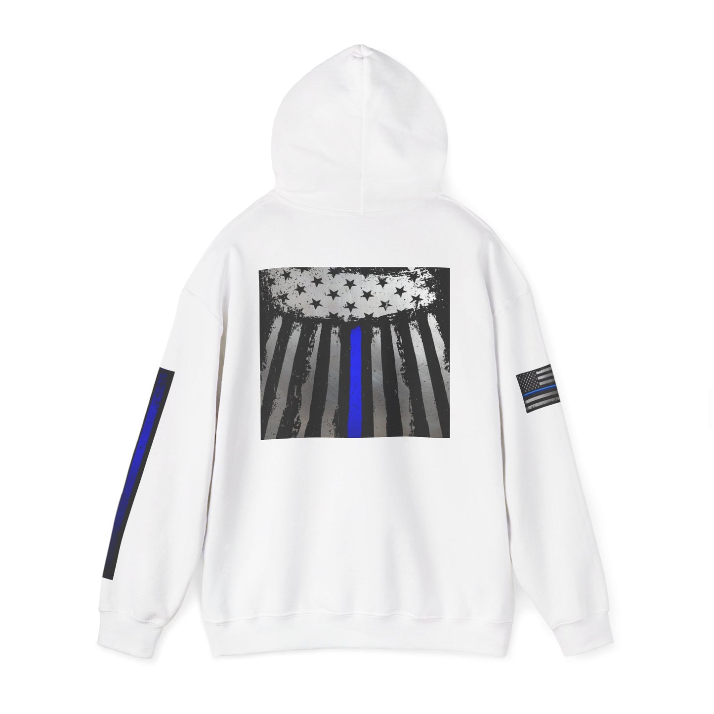 Spartan Thin Blue Line Flag Hoodie – Warrior Helmet Patriotic Sweatshirt for Police Supporters
