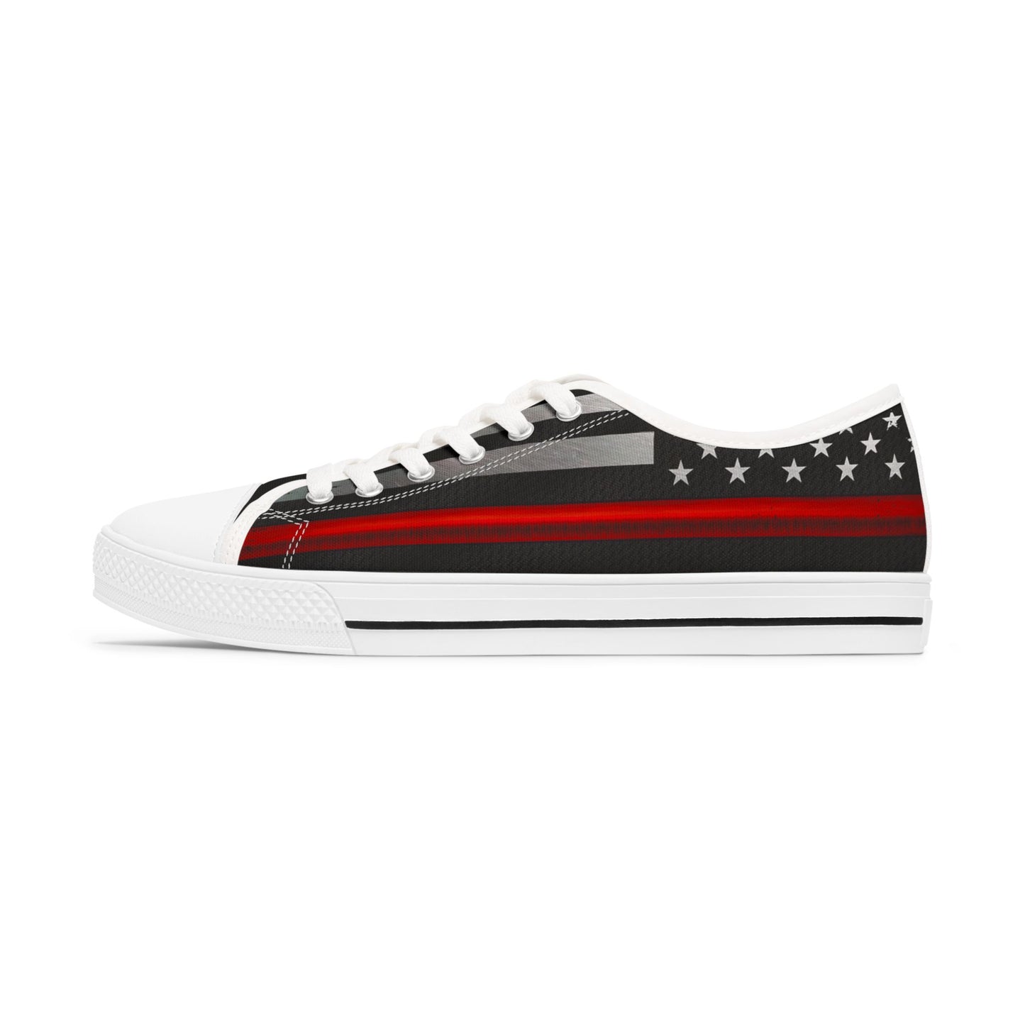 Thin Red Line American Flag Low-Top Sneakers – Firefighter Tribute Streetwear