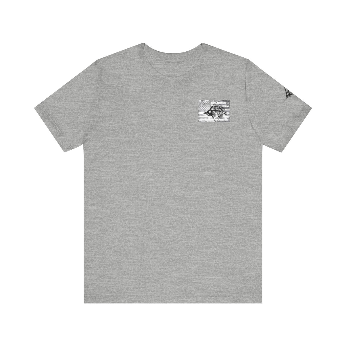 Fish Skeleton Grunge American Flag Tee, Patriotic USA Shirt, Vintage American Flag