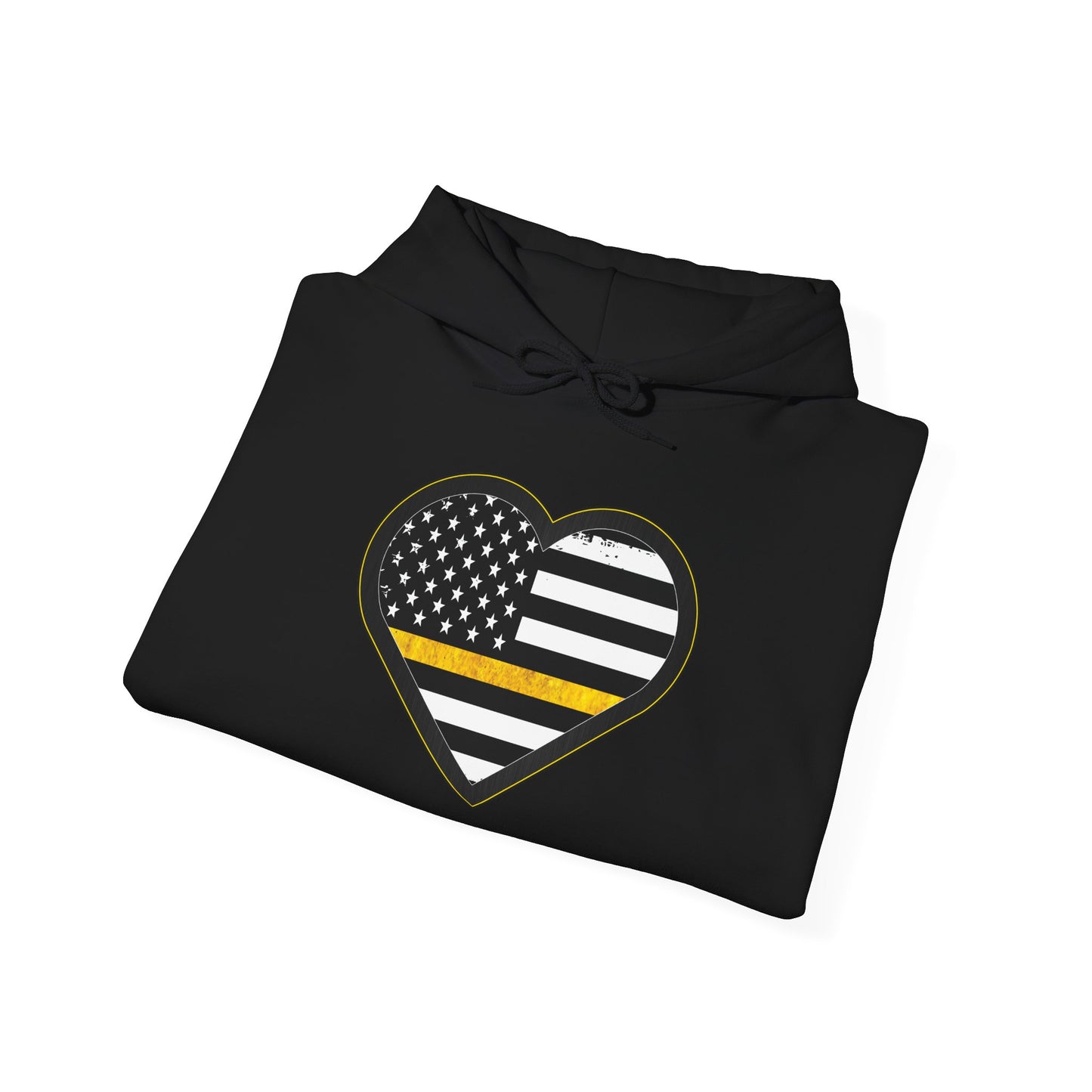 911 Dispatcher Thin Yellow Line American Flag Heart Hoodie, Dispatcher Hooded Sweatshirt, First Responder Gift, Patriotic