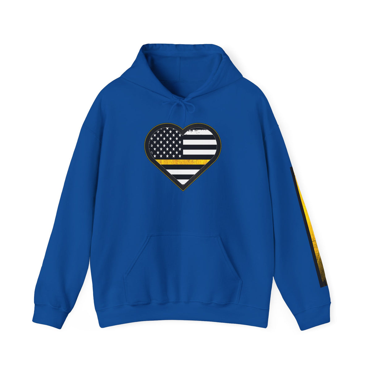 911 Dispatcher Thin Yellow Line American Flag Heart Hoodie, Dispatcher Hooded Sweatshirt, First Responder Gift, Patriotic