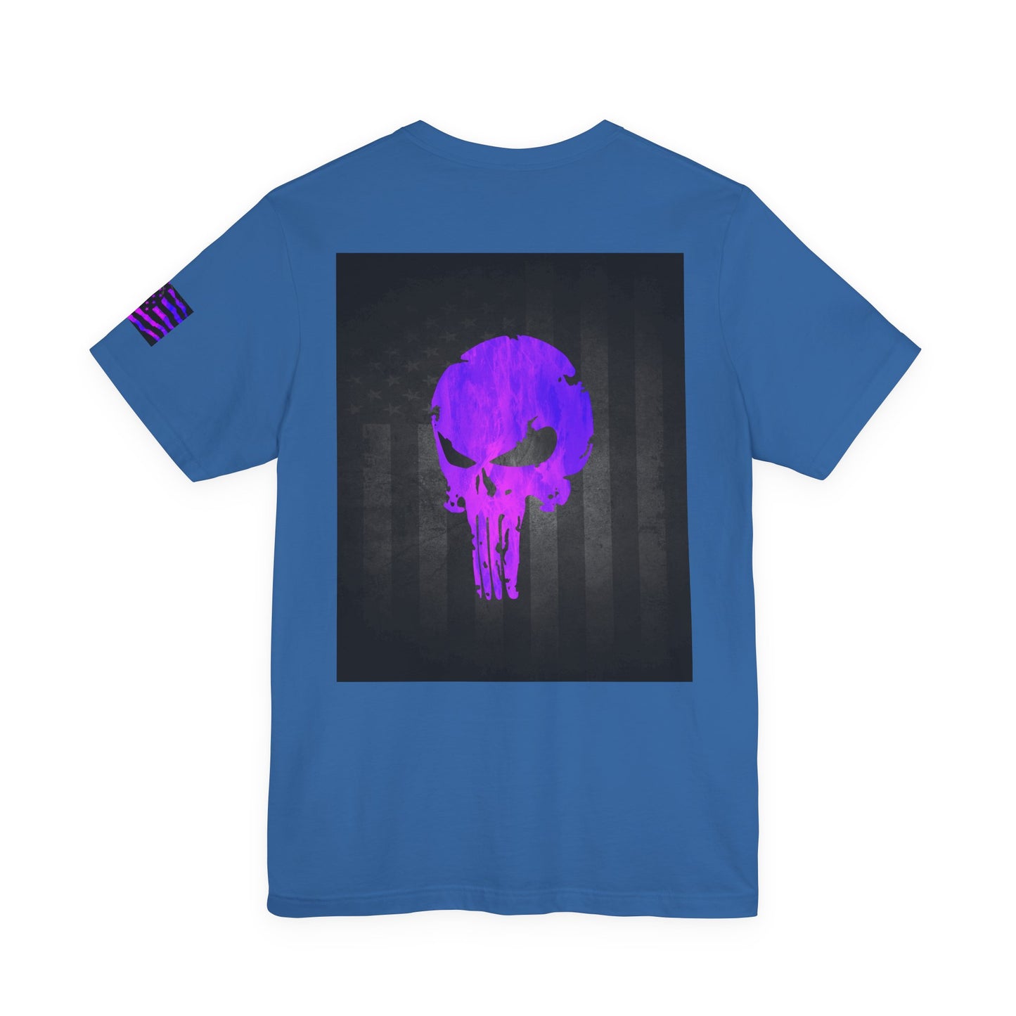 Purple Grunge Punisher Skull – Neon Grunge Vigilante Graphic for Shirts, Decals & Prints
