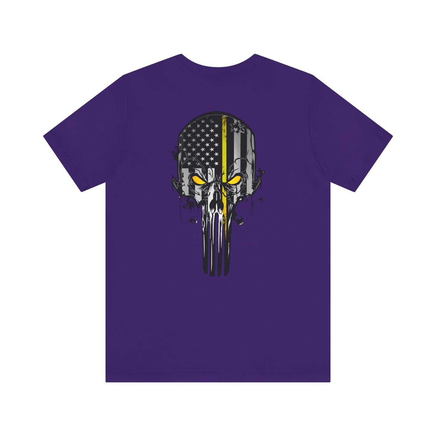 Thin Yellow Line American Flag Skull Tee