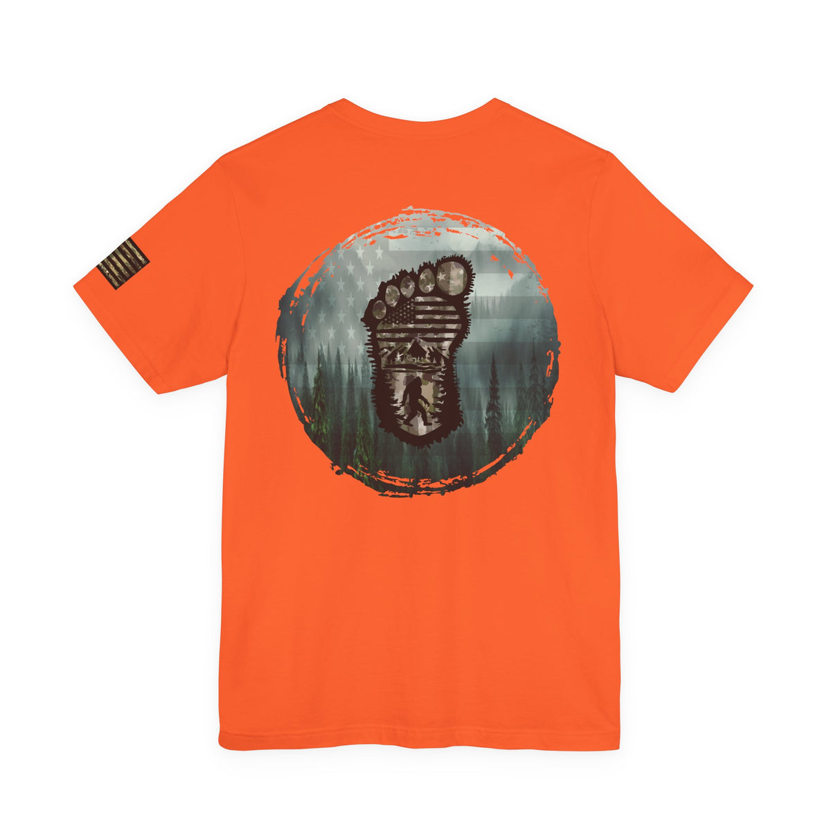 Bigfoot American Flag Camo Tee, Patriotic Sasquatch Shirt, USA Yetti Top, Men's Women's Unisex T-shirt, Cryptid Camouflage