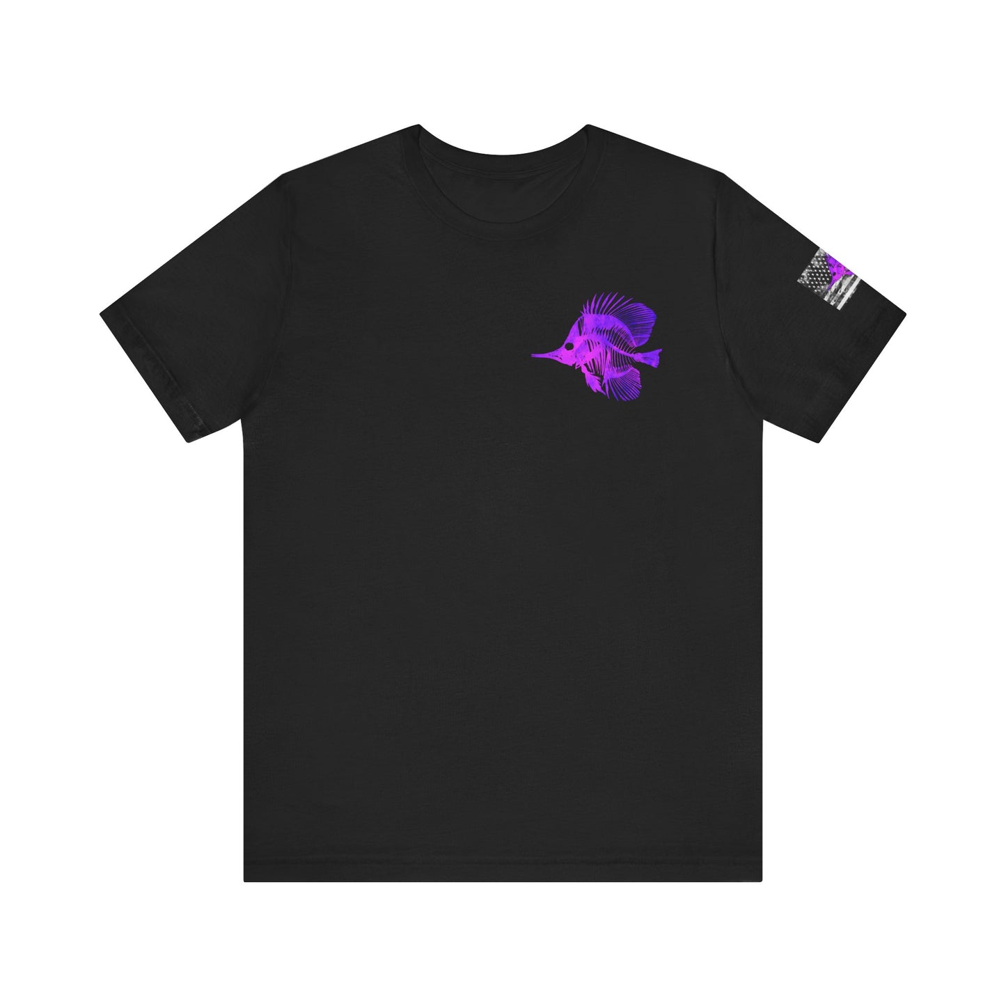 Purple Fish Angler Grunge American Flag Tee, Patriotic USA Shirt, Vintage American Flag