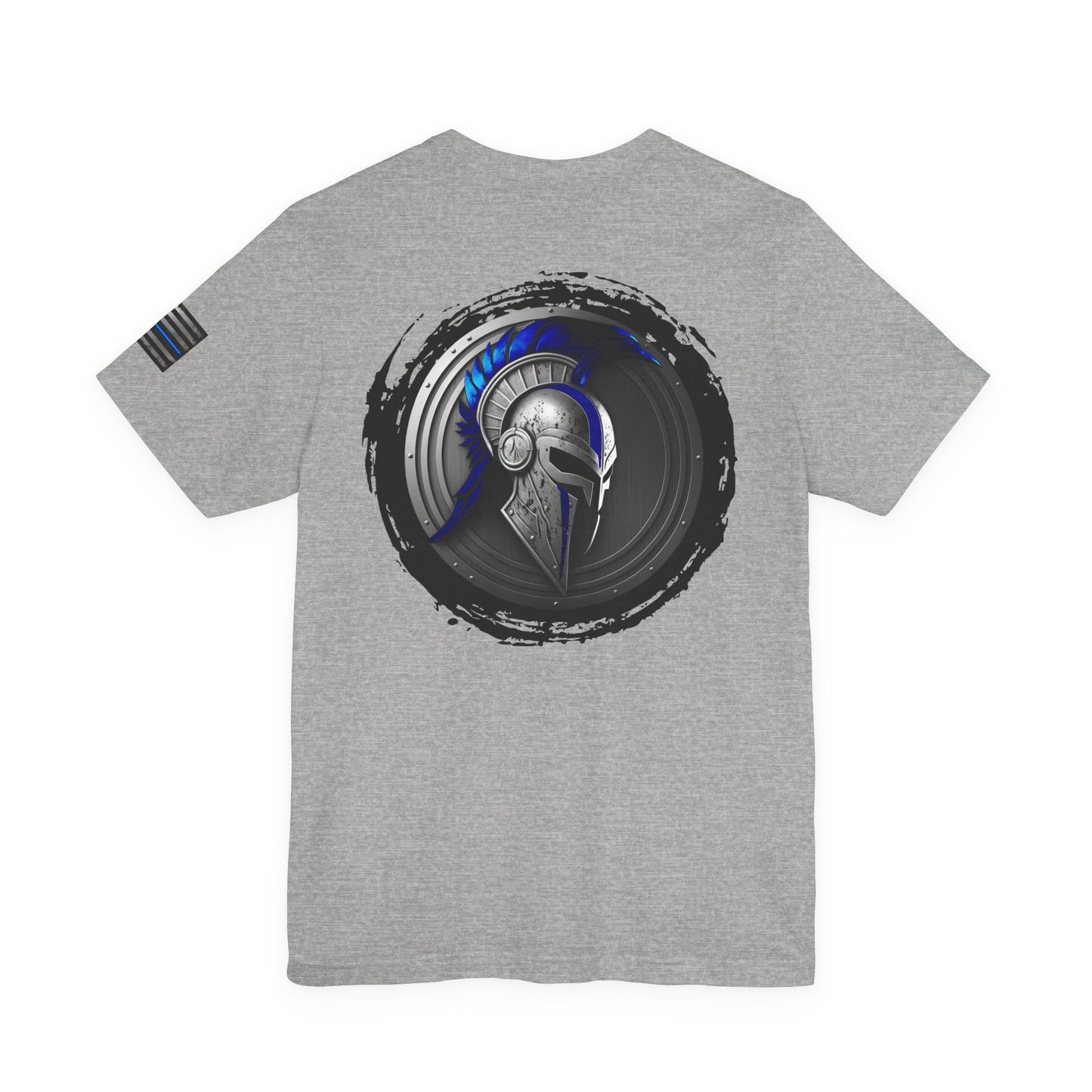 Grunge Spartan Thin Blue Line American Flag T-Shirt – Honor & Valor Police Tribute Tee