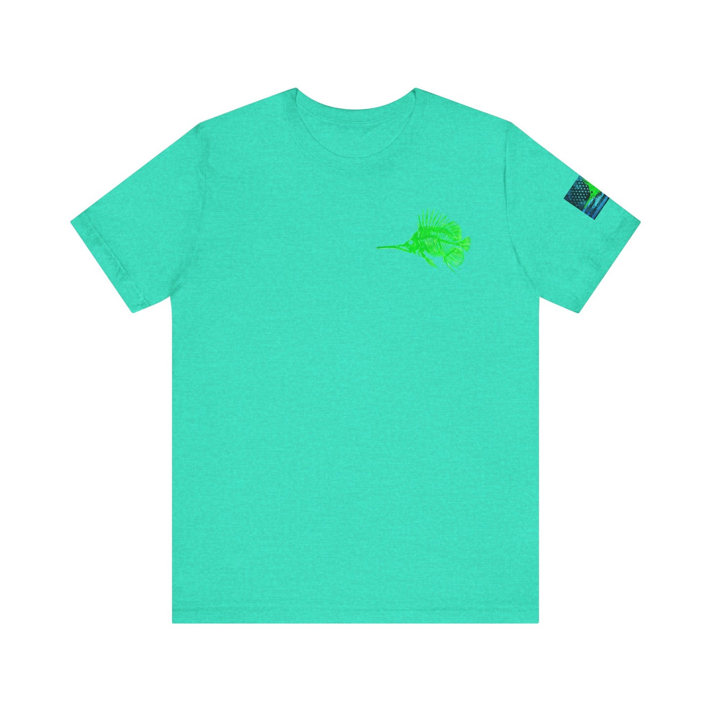 Green Fish Grunge American Flag Tee, Patriotic USA Shirt, Vintage American Flag