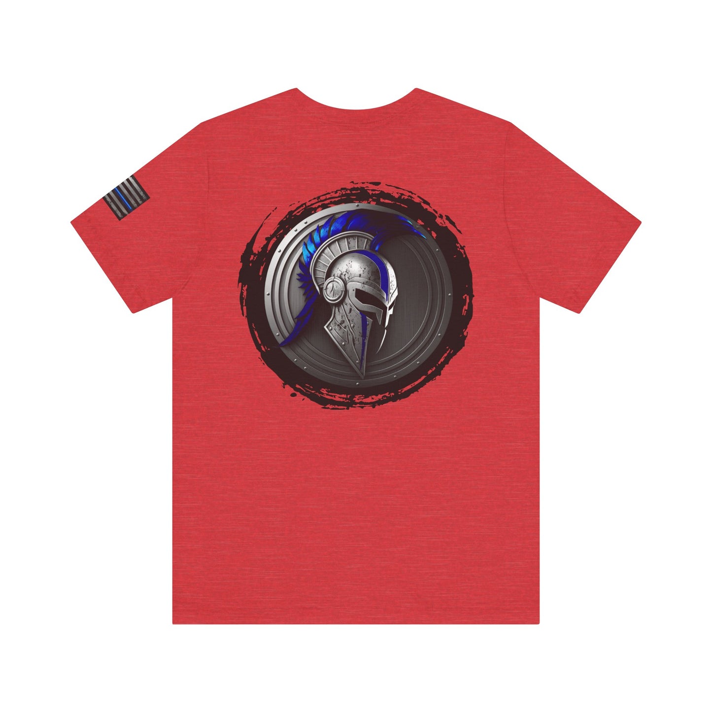 Grunge Spartan Thin Blue Line American Flag T-Shirt – Honor & Valor Police Tribute Tee