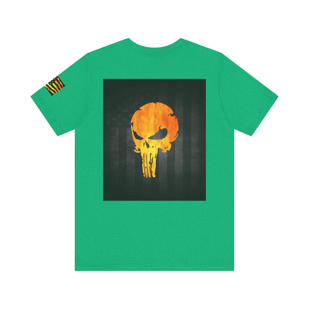 Orange Grunge Punisher Skull – Neon Grunge Vigilante Graphic for Shirts, Decals & Prints