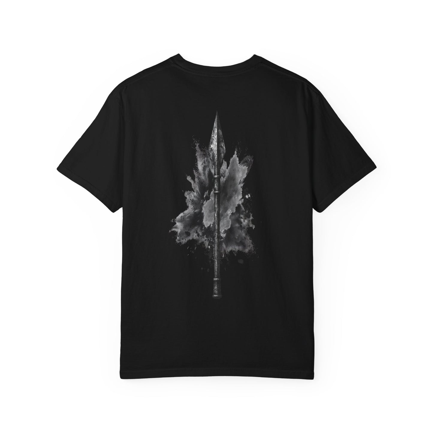 Spartan Warrior T-Shirt – Greek Helmet Circle Design Front & Spear Back | Warrior Graphic Tee