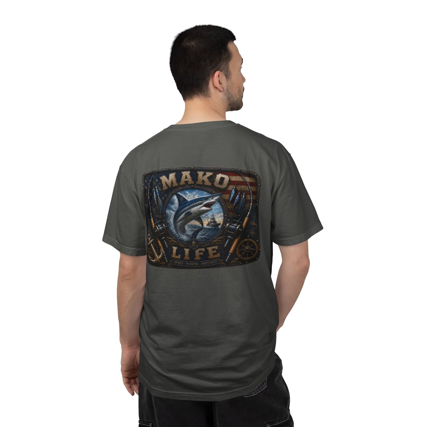 Mako Life T-Shirt — Vintage Marlin & Anchor Fishing Tee