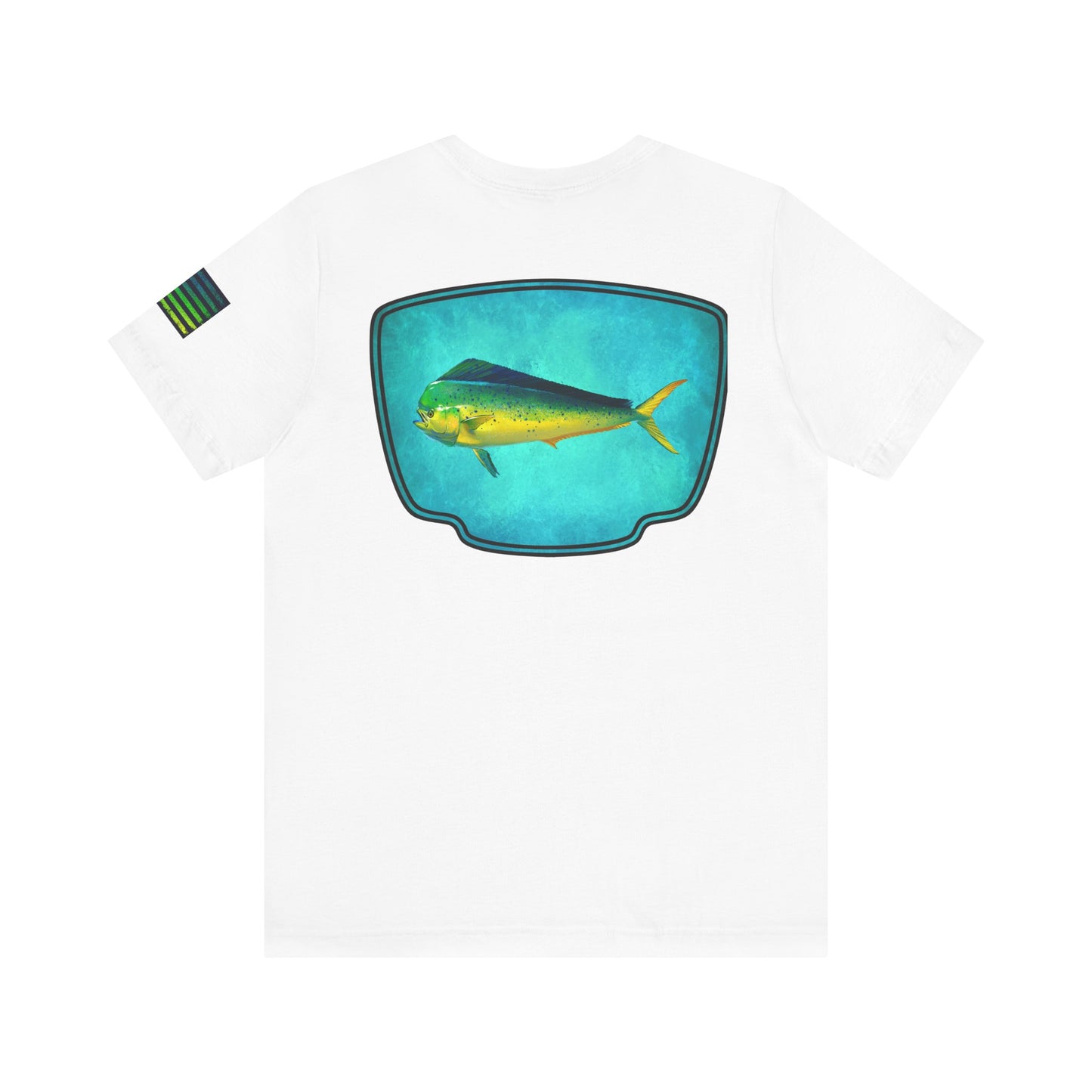 Vibrant Mahi Mahi Badge Tee – Ocean-Inspired Saltwater Fishing Shirt for Men