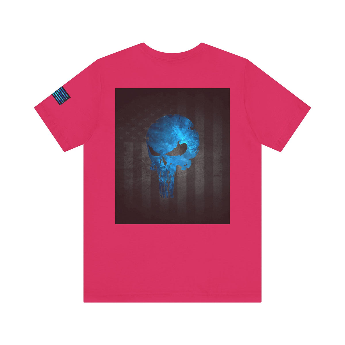 Blue Grunge Punisher Skull – Neon Grunge Vigilante Graphic for Shirts, Decals & Prints