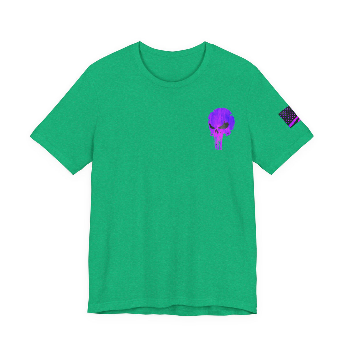 Purple Grunge Punisher Skull – Neon Grunge Vigilante Graphic for Shirts, Decals & Prints