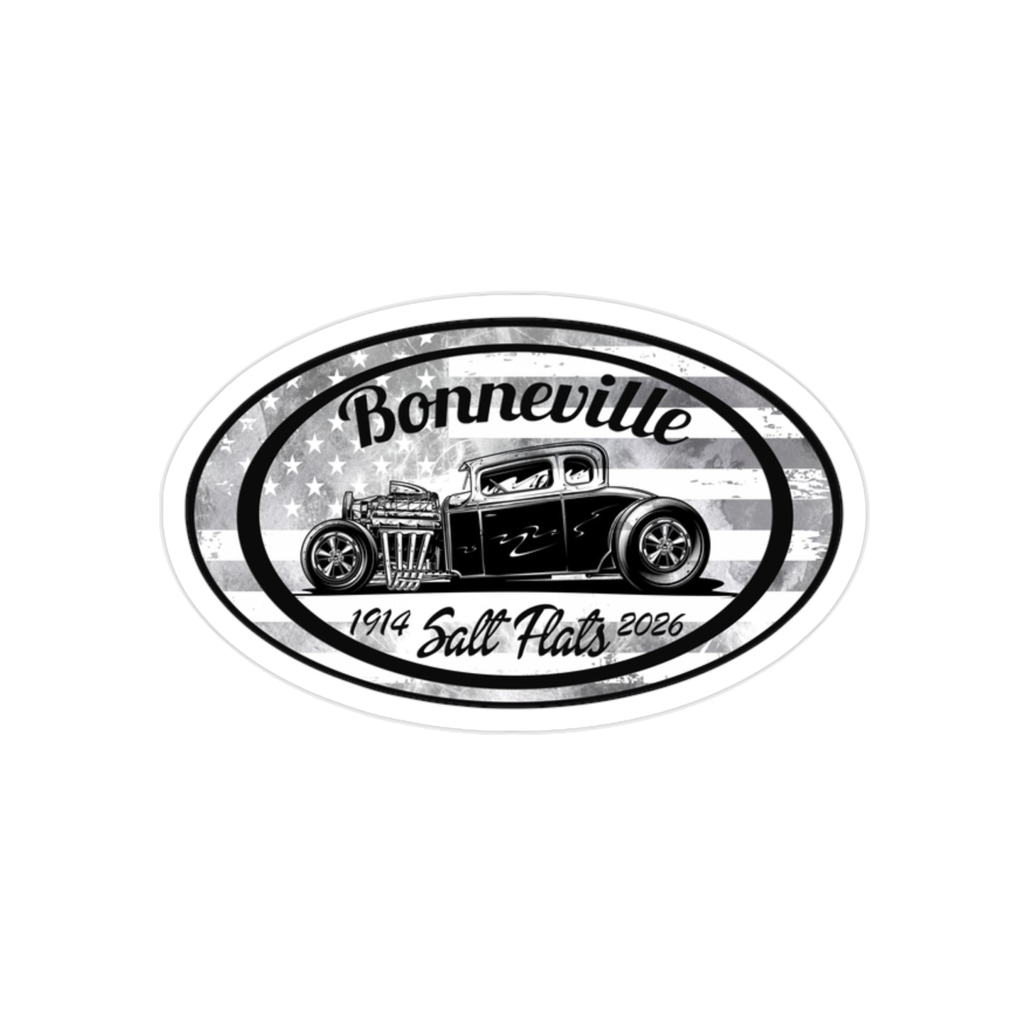 Bonneville Salt Flats Hot Rod – American Flag Racing Vintage Car Sticker (Outdoor Transparent)