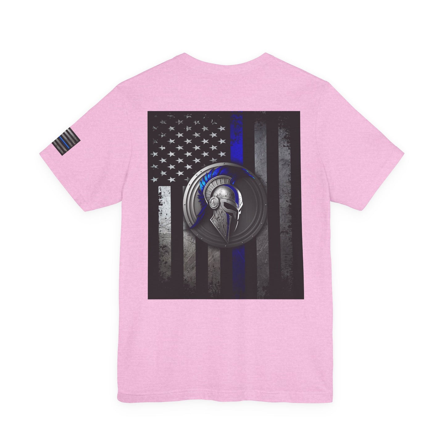 Spartan Helmet Flag Shirt – Thin Blue Line American Patriotic Tee for Law Enforcement Support