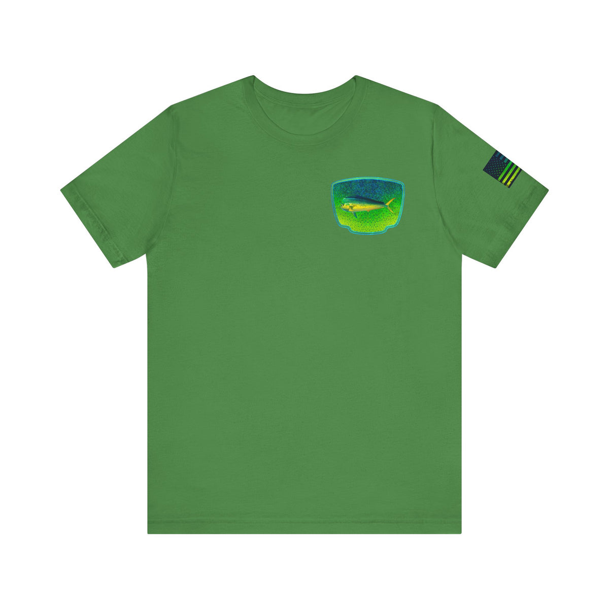 Bright Mahi Mahi Fish Skin Badge Tee – Bold Saltwater Fishing Shirt for Ocean Lovers