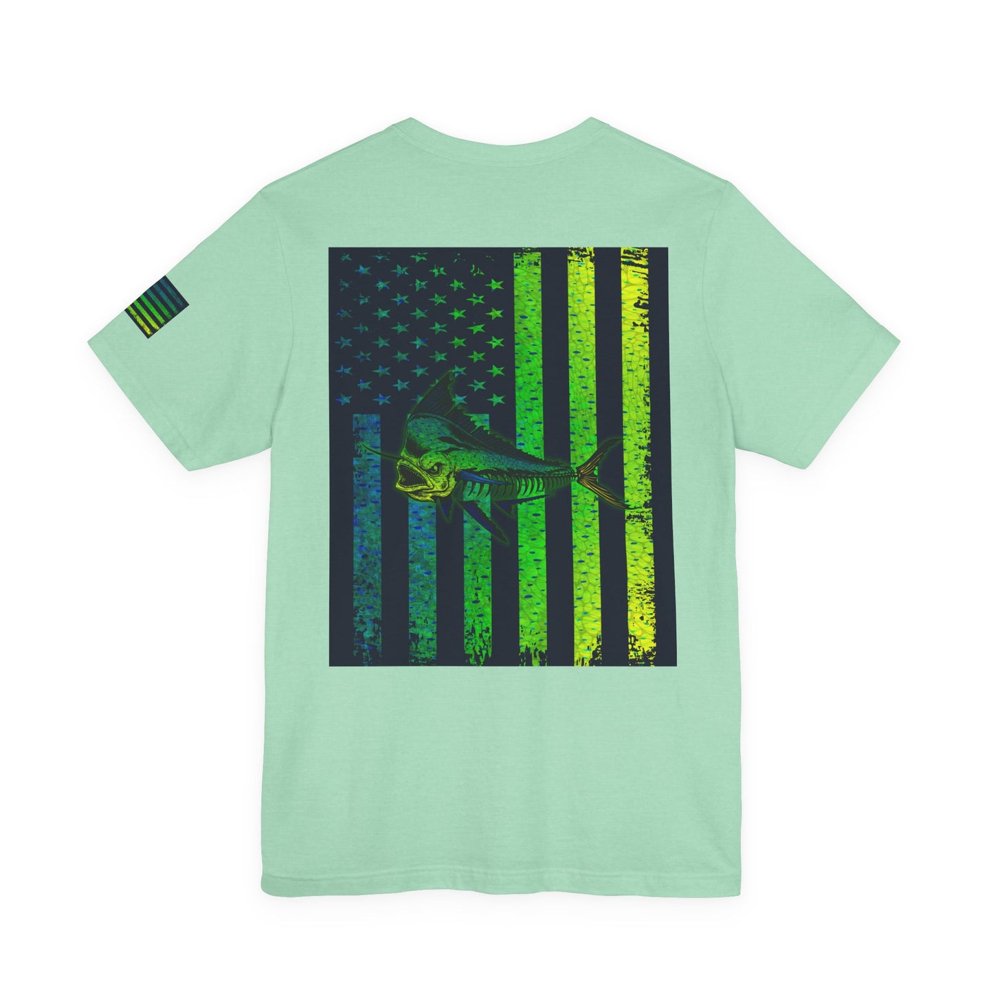 Mahi Angler Grunge American Flag Tee, Patriotic USA Shirt, Vintage American Flag