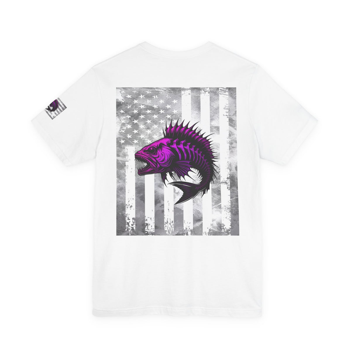 Fish Grunge American Flag Tee, Patriotic USA Shirt, Vintage American Flag