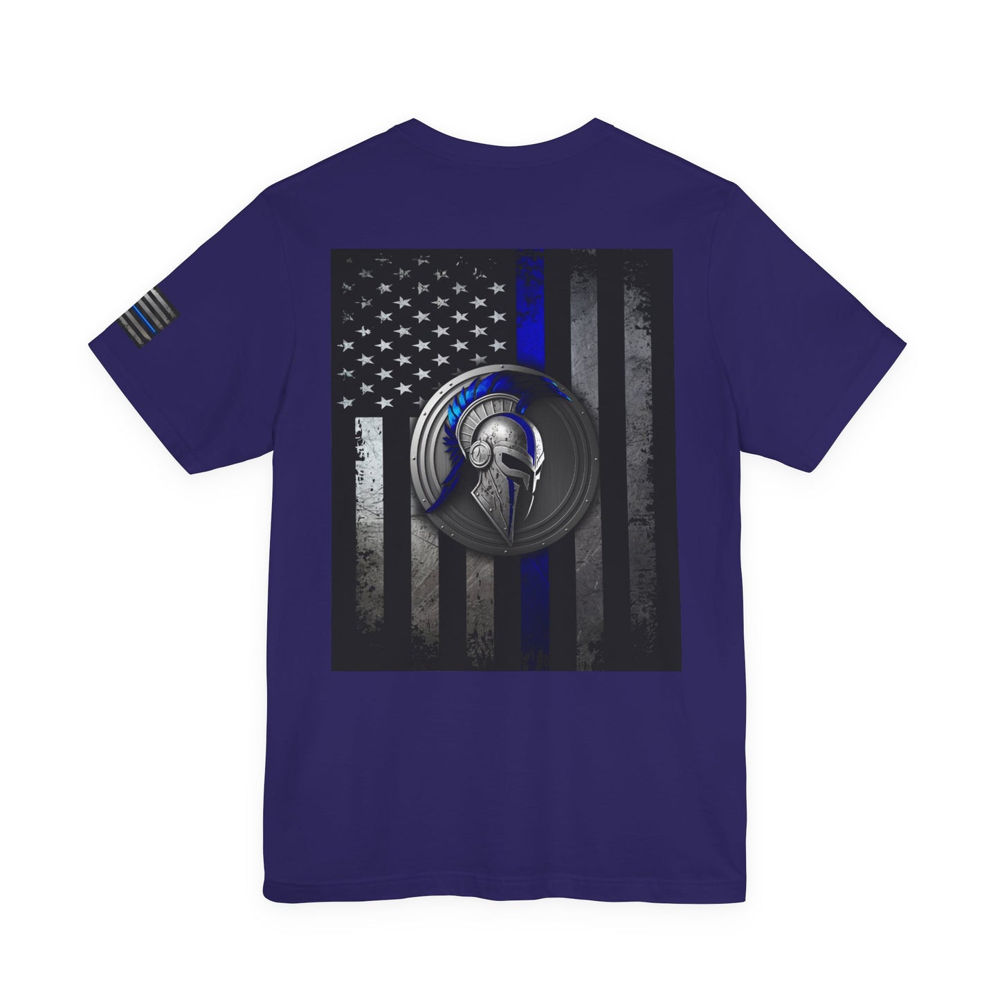 Spartan Helmet Flag Shirt – Thin Blue Line American Patriotic Tee for Law Enforcement Support