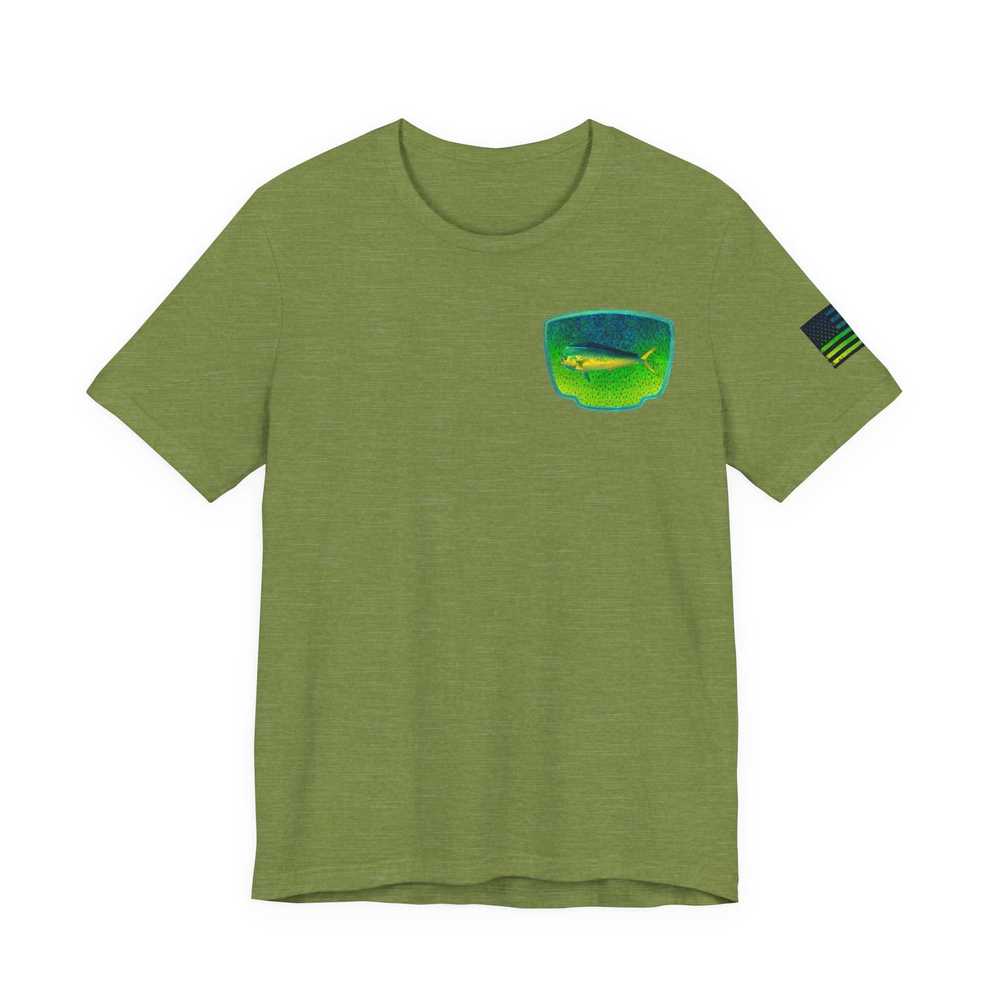 Bright Mahi Mahi Fish Skin Badge Tee – Bold Saltwater Fishing Shirt for Ocean Lovers
